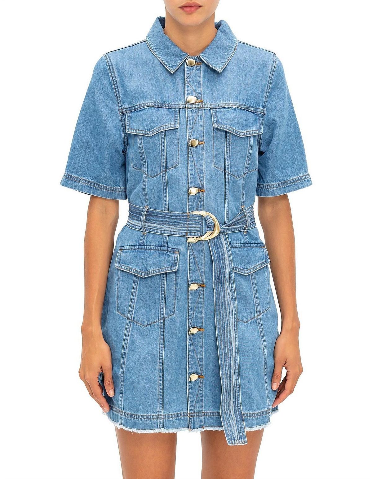 Aje Allegro Denim Dress Blue Size 8 for rent on The Volte - main image