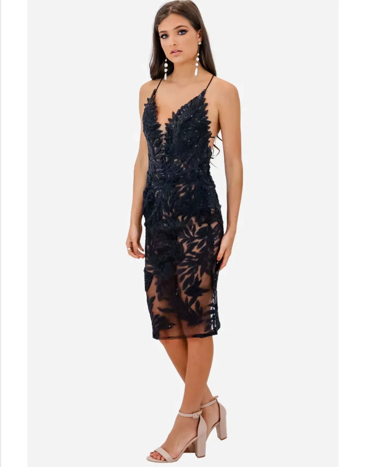 Nadine Merabi Talia Midi Dress Black Size 8 - Image 3