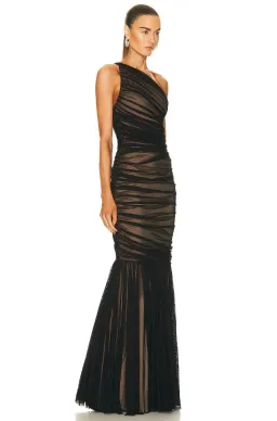 Norma Kamali Diana Fishtail Floor-length Black Mesh & Nude Size XS/Au 6 for rent on The Volte - image 3