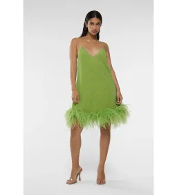 Oséree Lumière Plumage Short Dress Lime Size 6 for rent on The Volte - image 1