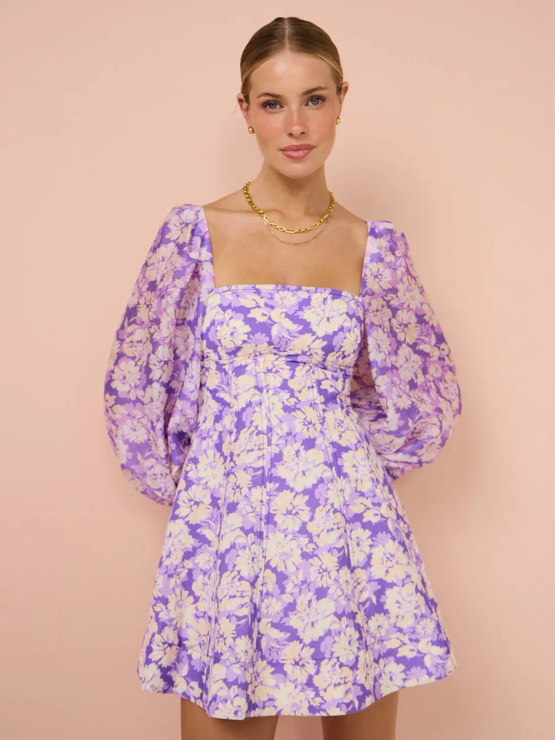 Acler Ardanary Mini Dress In Violet Imprint Size 12 for rent on The Volte - main image