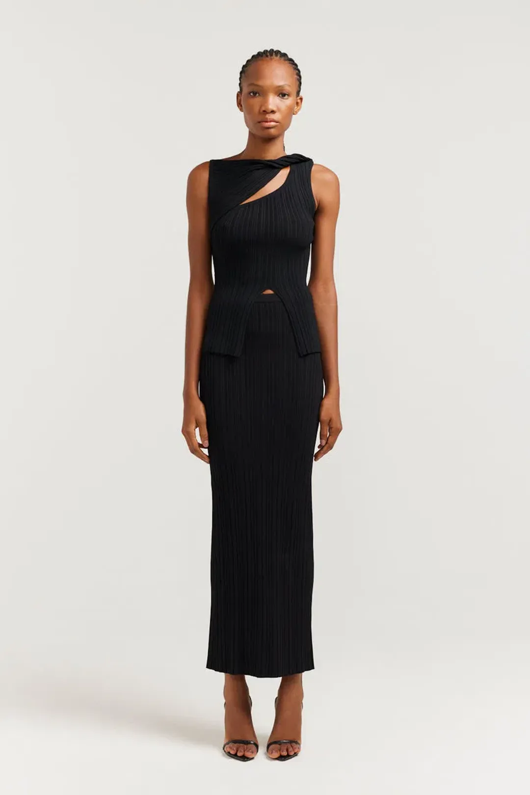 Henne Romee Knit Tank & Skirt Set Black Size AU 6 for rent on The Volte - main image