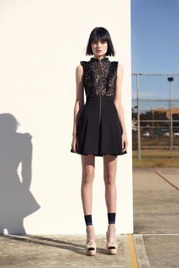 Cue black lace ruffle dress for rent on The Volte - image 1
