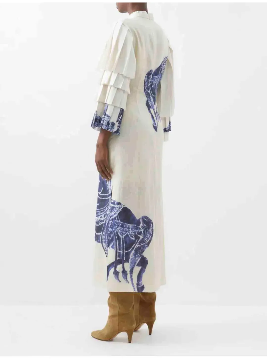 Alemais Rider Midi Dress Cream/Blue Size AU 10 for rent on The Volte - main image