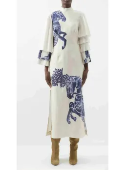 Alemais Rider Midi Dress Cream/Blue Size AU 10 for rent on The Volte - image 1