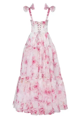 Milla Pink Peony Tenter Floral Maxi Tie-up Dress Floral Size AU 6 for rent on The Volte - image 5