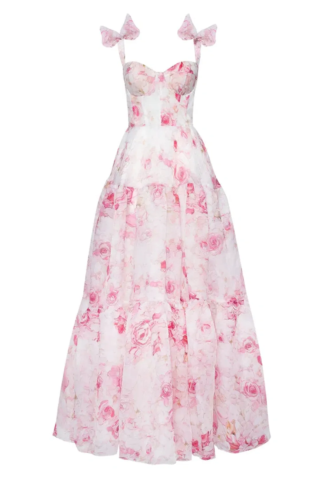 Milla Pink Peony Tenter Floral Maxi Tie-up Dress Floral Size AU 6 for rent on The Volte - main image