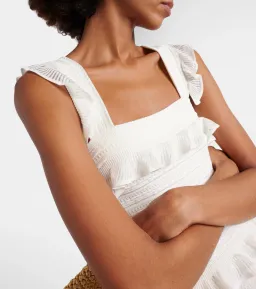 White Zimmermann Natura Ruffle Dress in Parchment Size 0 / AU 8 for rent on The Volte - image 3