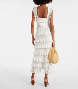 White Zimmermann Natura Ruffle Dress in Parchment Size 0 / AU 8 for rent on The Volte - image 2