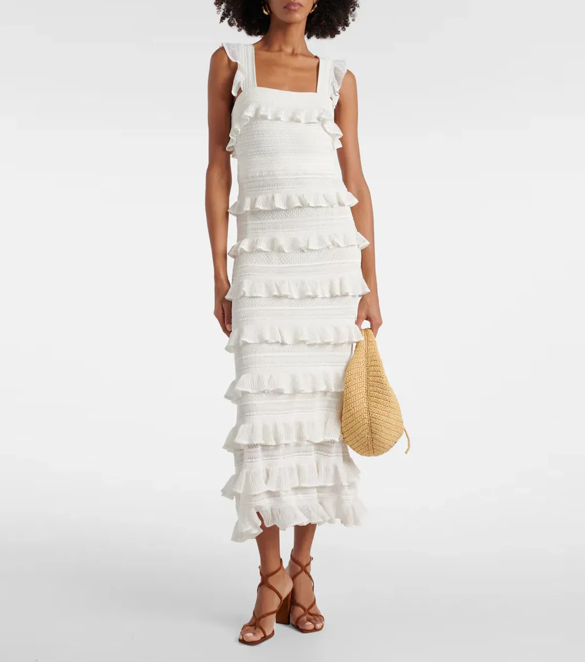 White Zimmermann Natura Ruffle Dress in Parchment Size 0 / AU 8 for rent on The Volte - main image