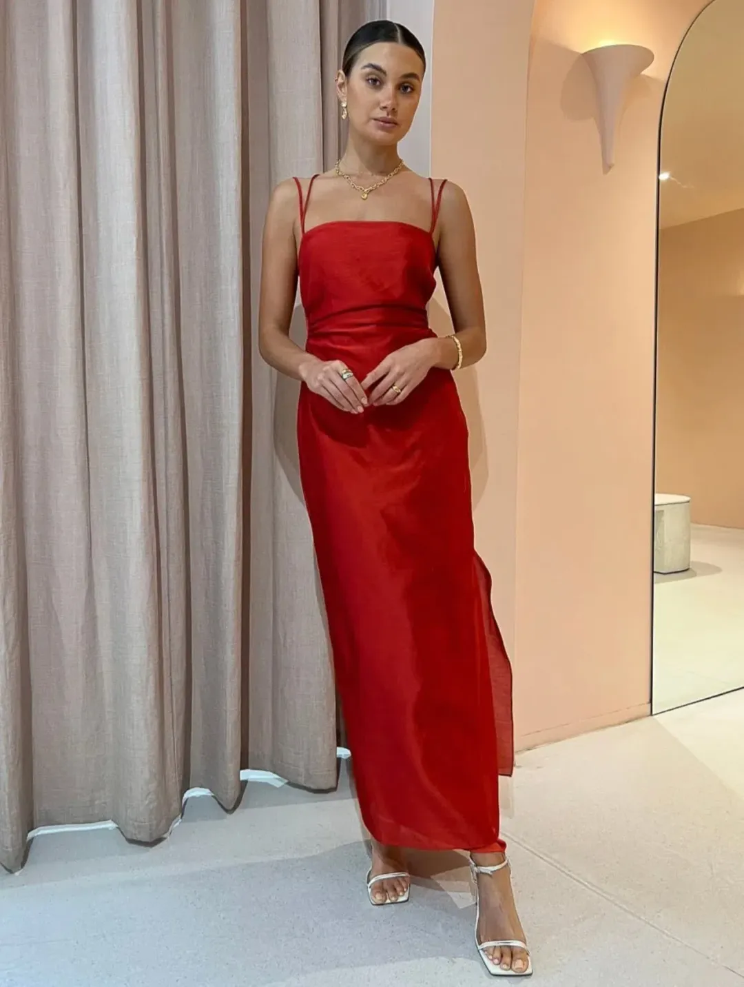 Sir The Label Lucelia Cut Out Midi Dress Red Size 10 for rent on The Volte - main image