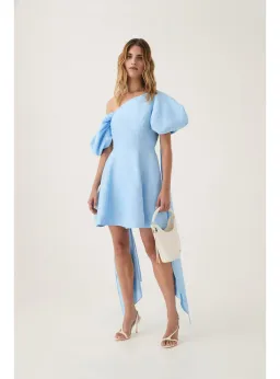 Aje Arista Tulip Sleeve Mini Dress Powder Blue Size AU 6 for rent on The Volte - image 1