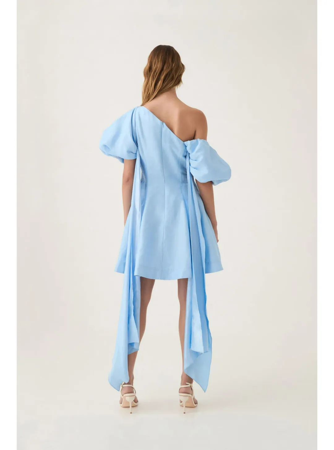 Aje Arista Tulip Sleeve Mini Dress Powder Blue Size AU 6 for rent on The Volte - main image