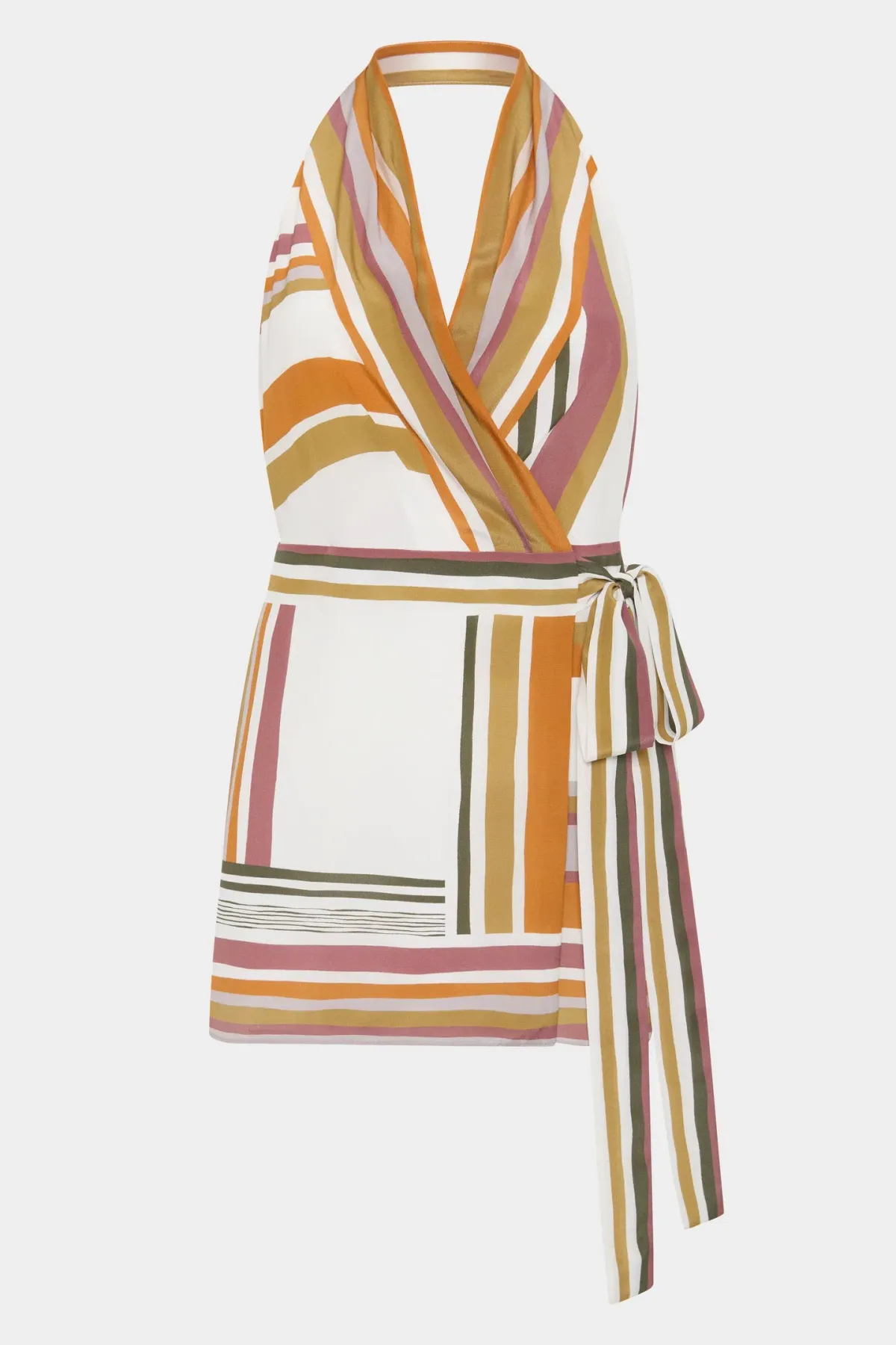 Sir the Label Caprera Wrap Halter Mini Dress Milazzo Stripe Size 10 - Image 4