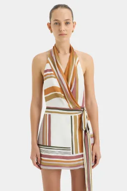 Sir the Label Caprera Wrap Halter Mini Dress Milazzo Stripe Size 8 for rent on The Volte - image 3