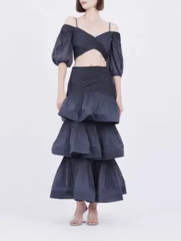 Zimmermann The Pleated Tiered Skirt in Paradise Navy Size 2/Au 12 for rent on The Volte - image 1