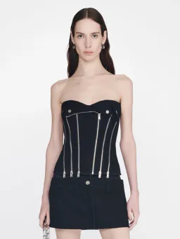 Dion Lee Darted Denim Biker Corset Black Size 8 for rent on The Volte - image 1