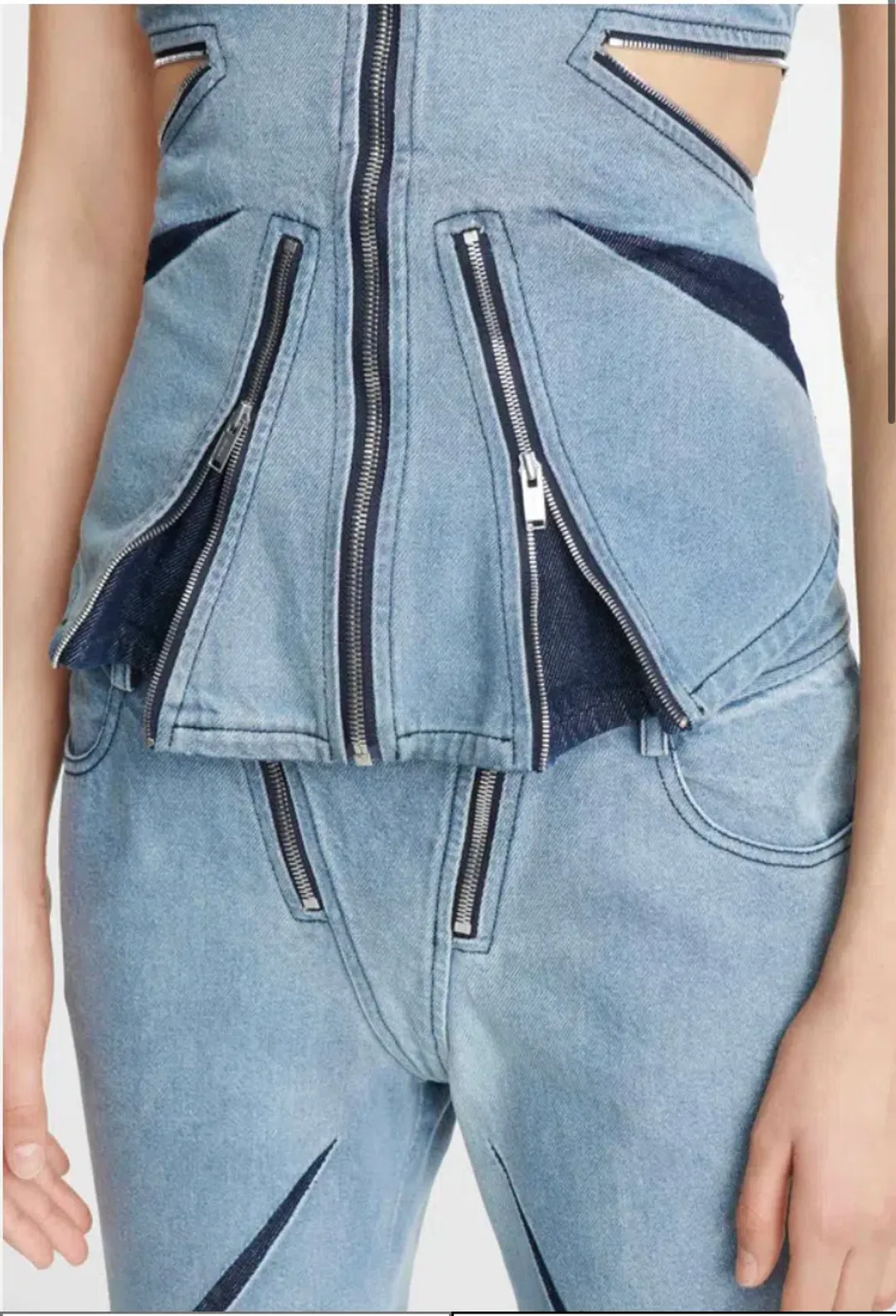 Dion Lee Darted Denim Set Blue Size 8 for rent on The Volte - main image