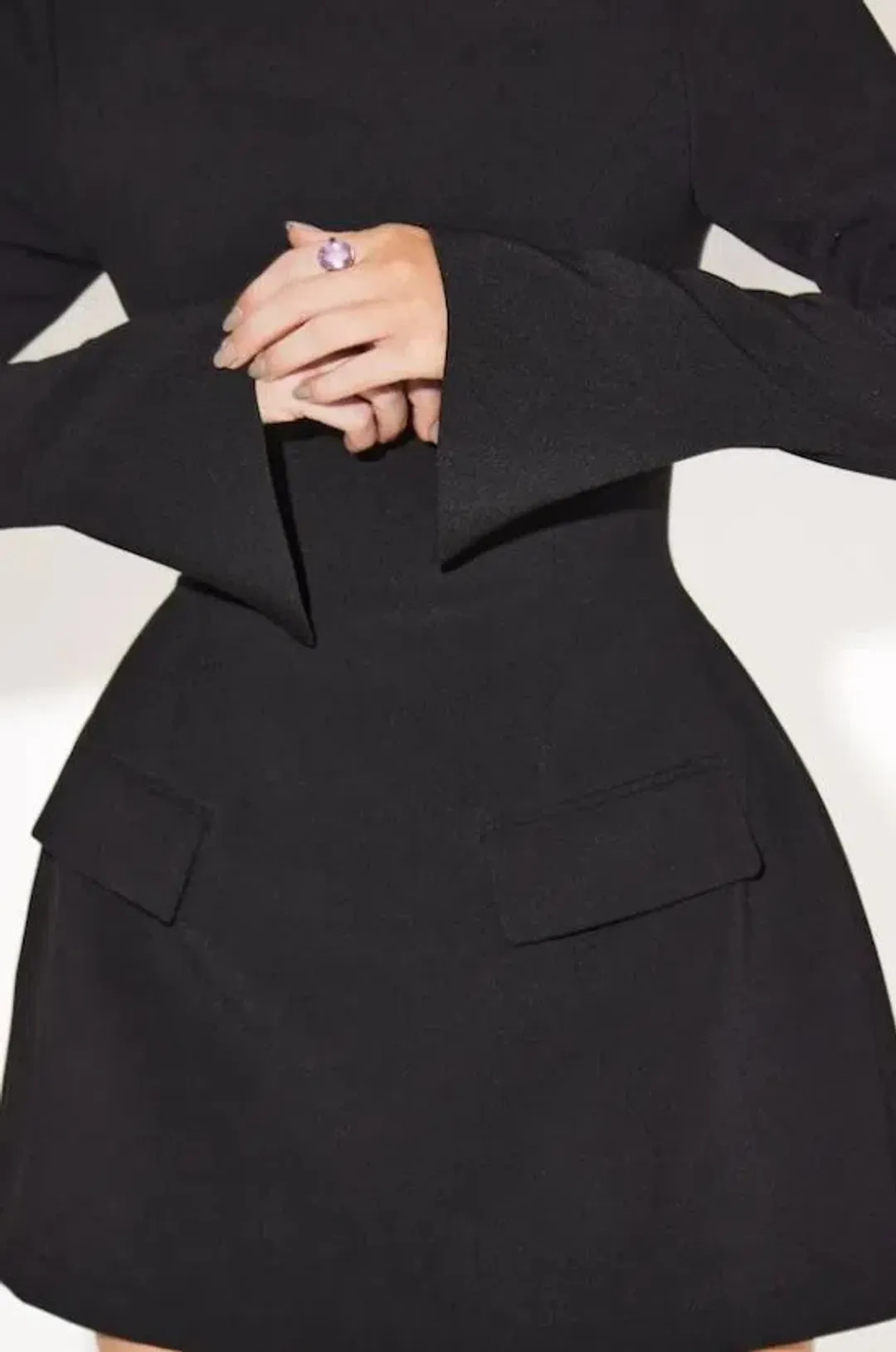 Odd Muse Ultimate Split Sleeve Mini Dress Black Size L (AU 12) for rent on The Volte - main image