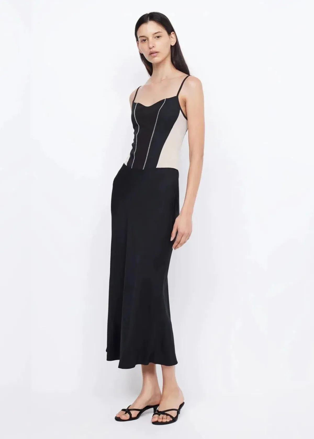 Bec & Bridge Dex Corset Spaghetti Strap Patchwork Dress Black Size 6 - Image 2