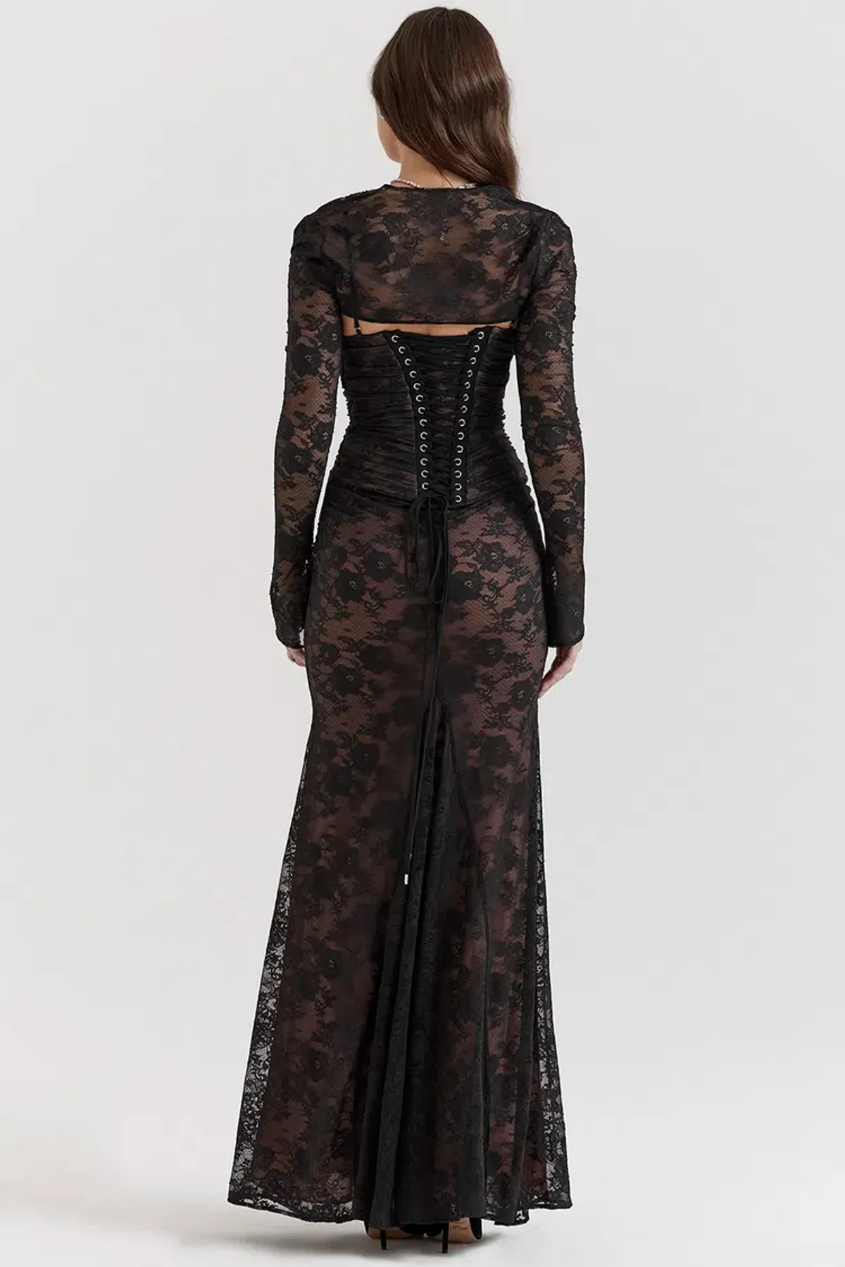 House Of Cb Artemis Lace Maxi Dress Black Size 12 - Image 4
