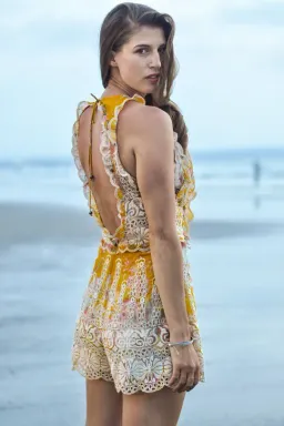 Zimmermann Confetti Scallop Playsuit Floral Size 0/AU 8 for rent on The Volte - image 3