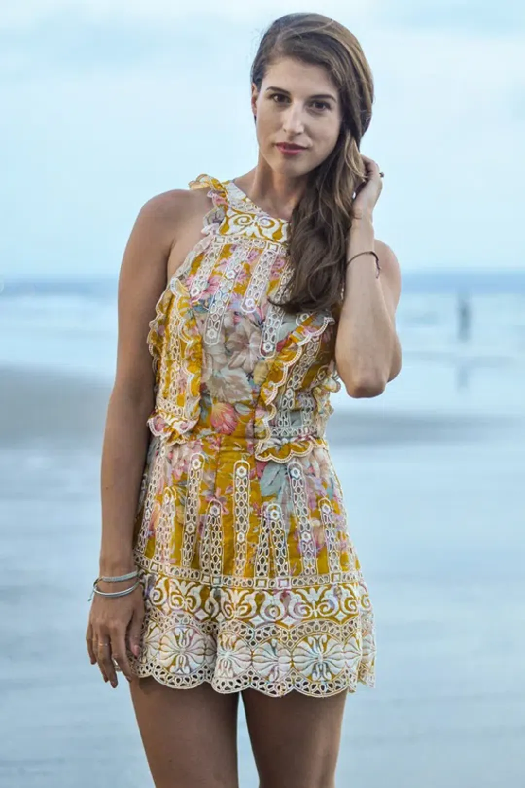 Zimmermann Confetti Scallop Playsuit Floral Size 0/AU 8 for rent on The Volte - main image