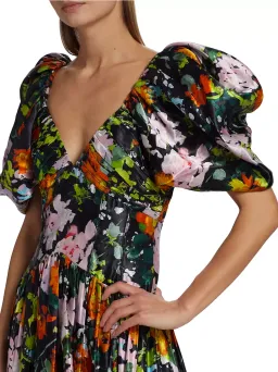 Aje Gabrielle Plunge Midi Dress Midnight Floral Size 8 for rent on The Volte - image 2