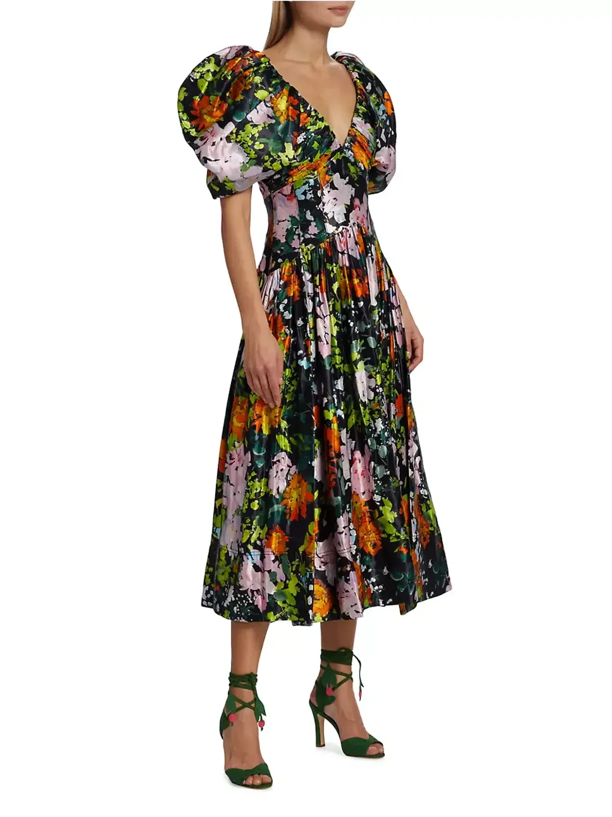 Aje Gabrielle Plunge Midi Dress Midnight Floral Size 8 - Image 4