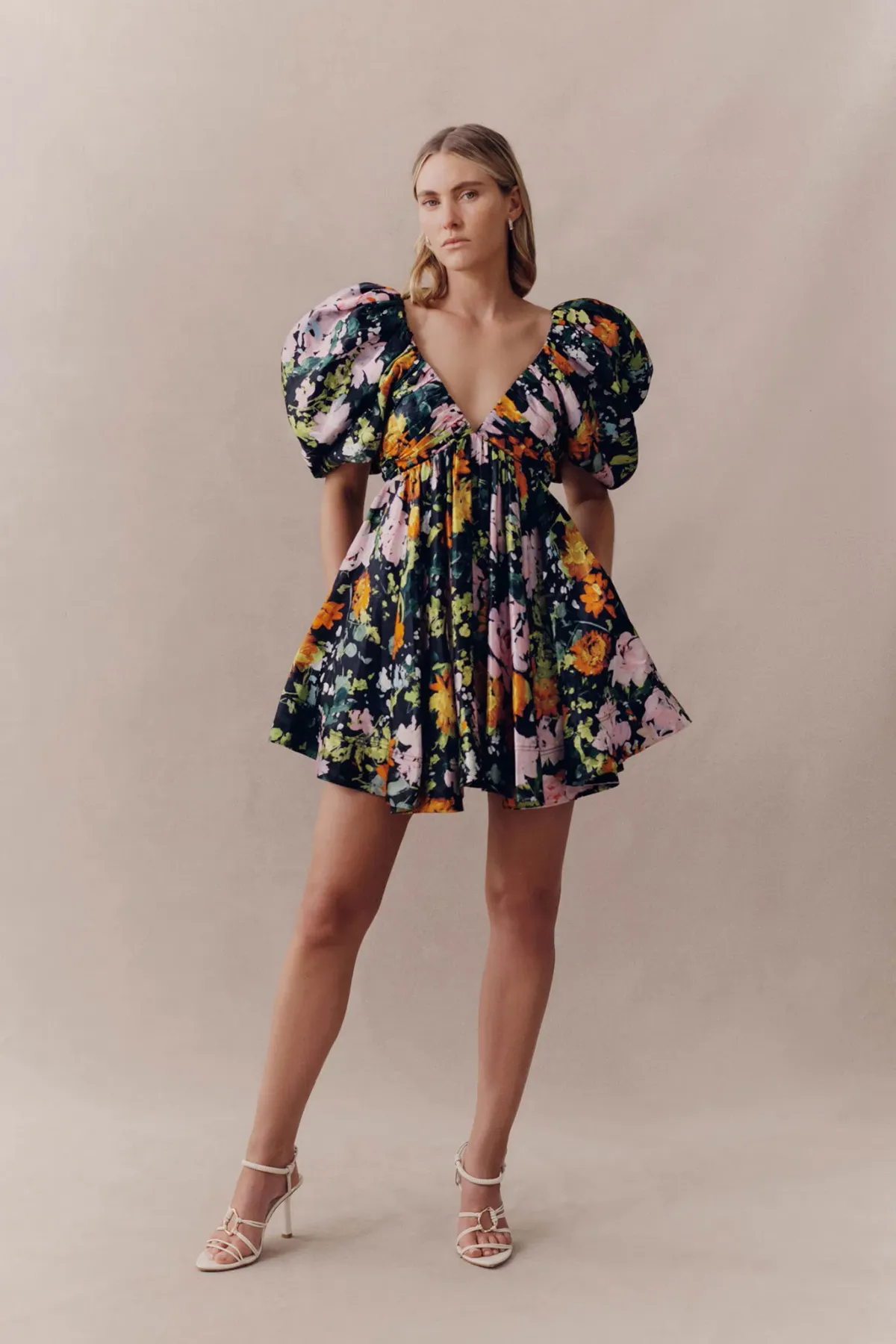 Aje Gabrielle Plunge Mini Dress Midnight Floral Size 8 - Image 1