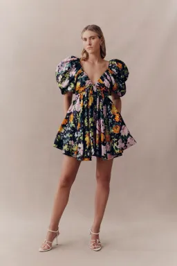 Aje Gabrielle Plunge Mini Dress Midnight Floral Size 8 for rent on The Volte - image 1