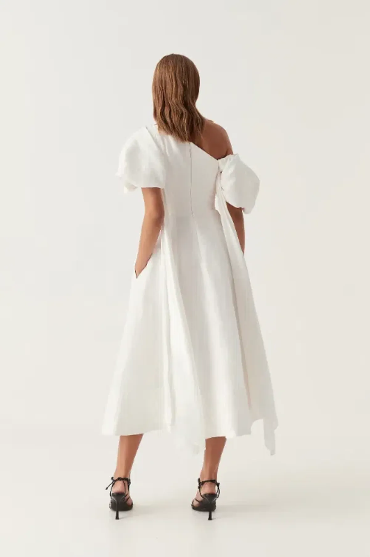AJE Arista Tulip Sleeve Midi Dress White Size 10 - Image 2