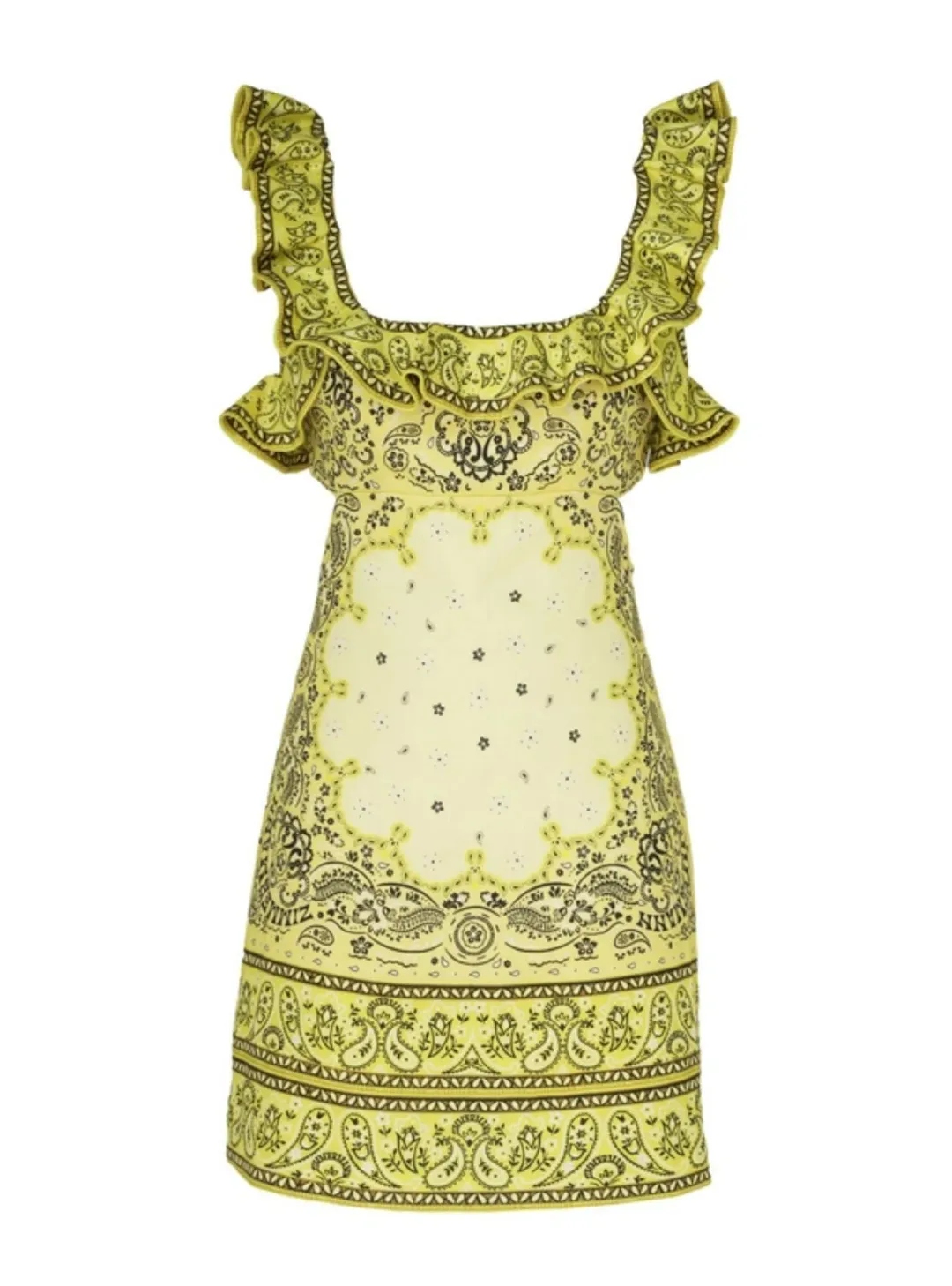 Zimmermann Frilled Mini Dress in Yellow Bandana Size 2 / AU 12 for rent on The Volte - main image