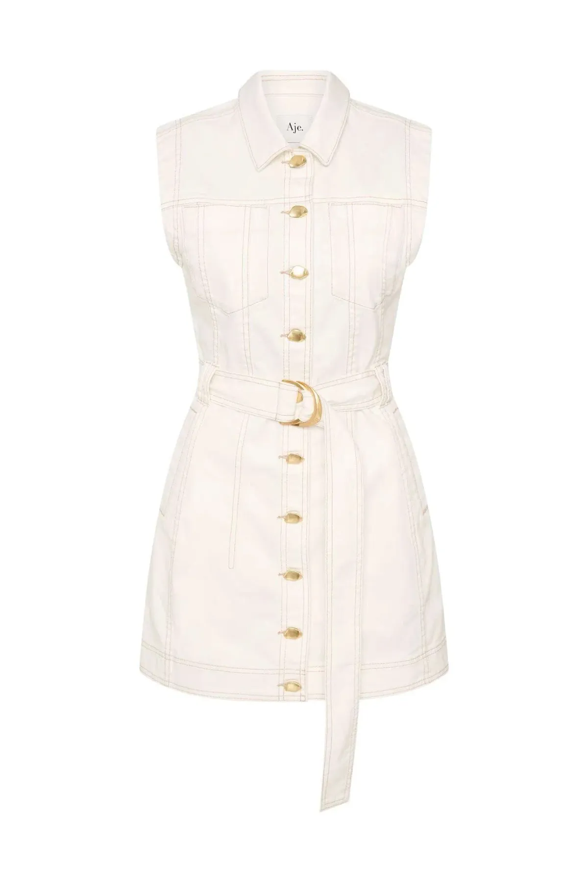 Aje Darcie Denim Mini Dress White Size XS / AU 6 - Image 5