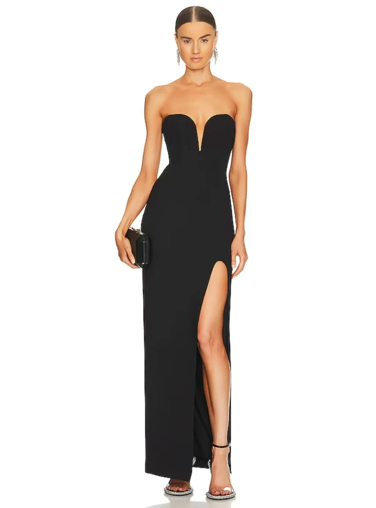 Nicholas Tena Deep V Sweetheart Gown Black Size XS / AU 6 - Image 1