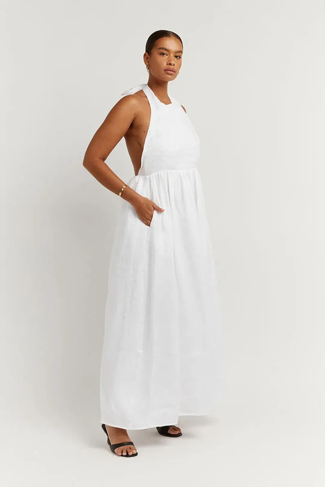 Dissh Cooper Linen Midi Dress White Size 10 for rent on The Volte - main image