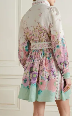 Zimmermann Jude Buttoned Mini Dress Aqua Gradient Floral Size 2 / AU 12 for rent on The Volte - image 3