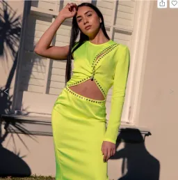 Versace Safety Pin Cut Out Midi Dress Yellow Size 6 for rent on The Volte - image 1