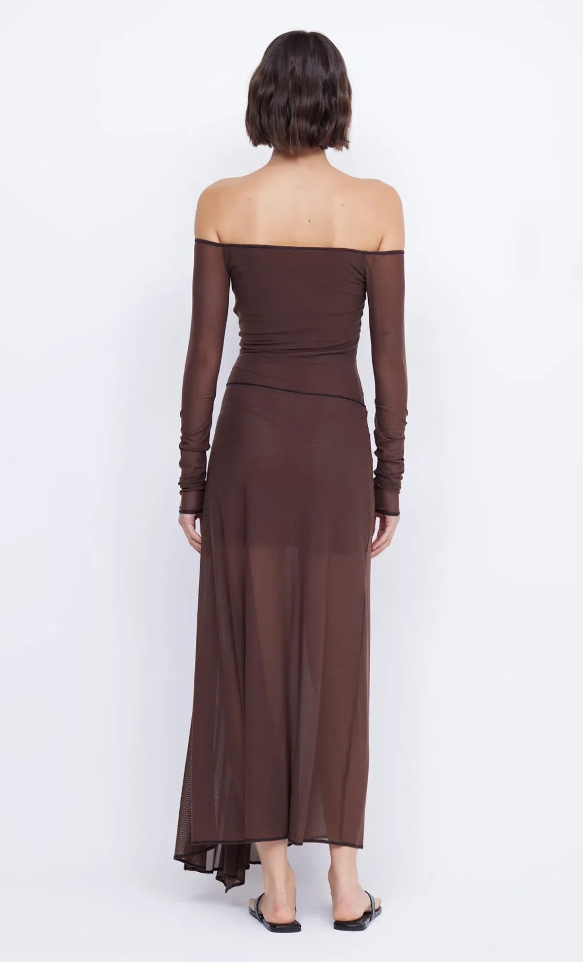 Bec & Bridge Isadora Long Sleeve Dress Chocolate/Black Size 8 - Image 3