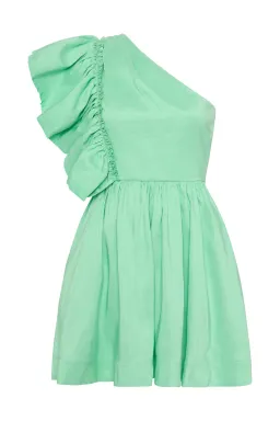 Aje Bonjour Asymmetric Mini Dress Marine Green Size 8 for rent on The Volte - image 3