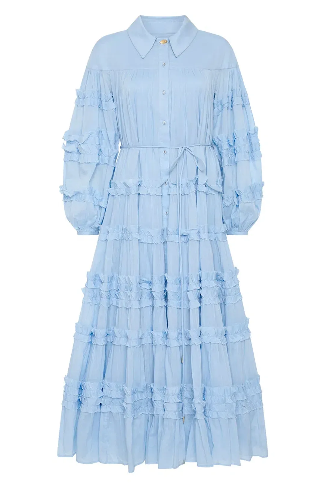 Aje Pastiche Tiered Maxi Dress Powder Blue Size 10 for rent on The Volte - main image