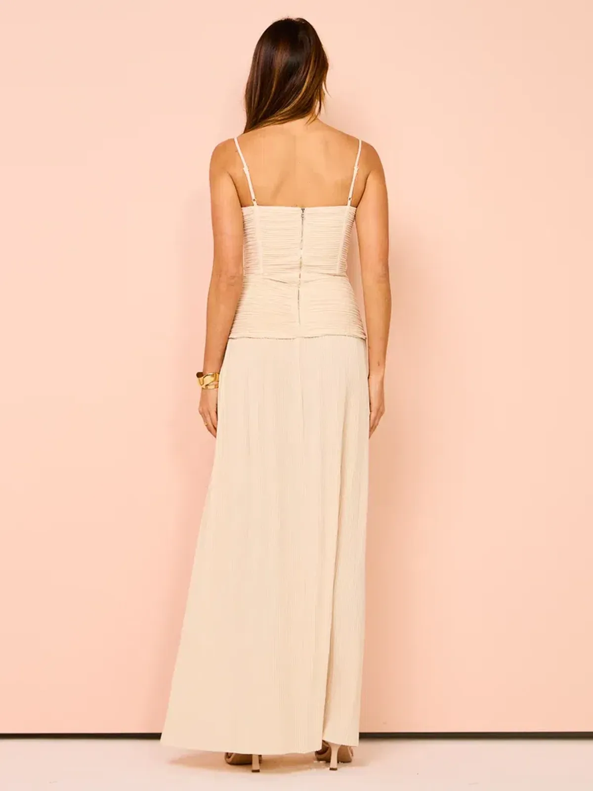 Manning Cartell Double Time Pleat Maxi Dress Nougat Size 8 - Image 3
