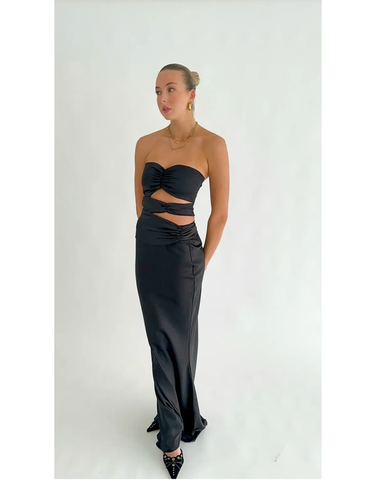 HNTR the Label Sloane Top and Skirt Set Onyx Size XS / AU 6 for rent on The Volte - main image