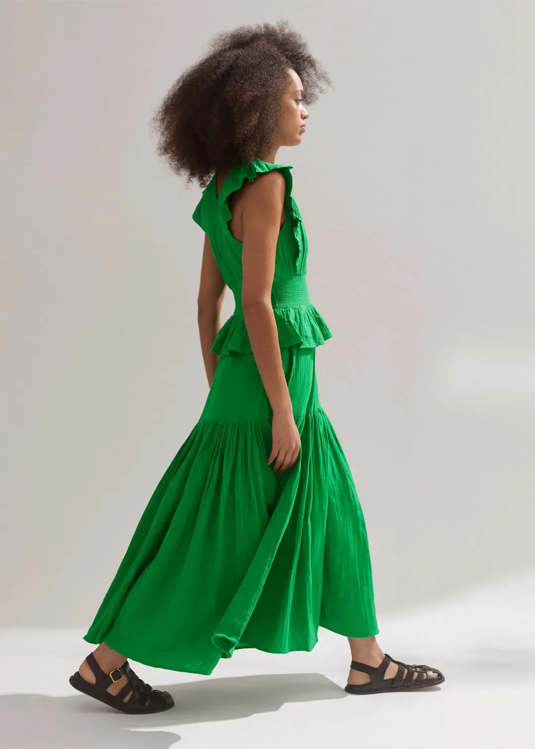 Me+Em Cheesecloth Maxi Dress in Spring Green Size 10 for rent on The Volte - main image