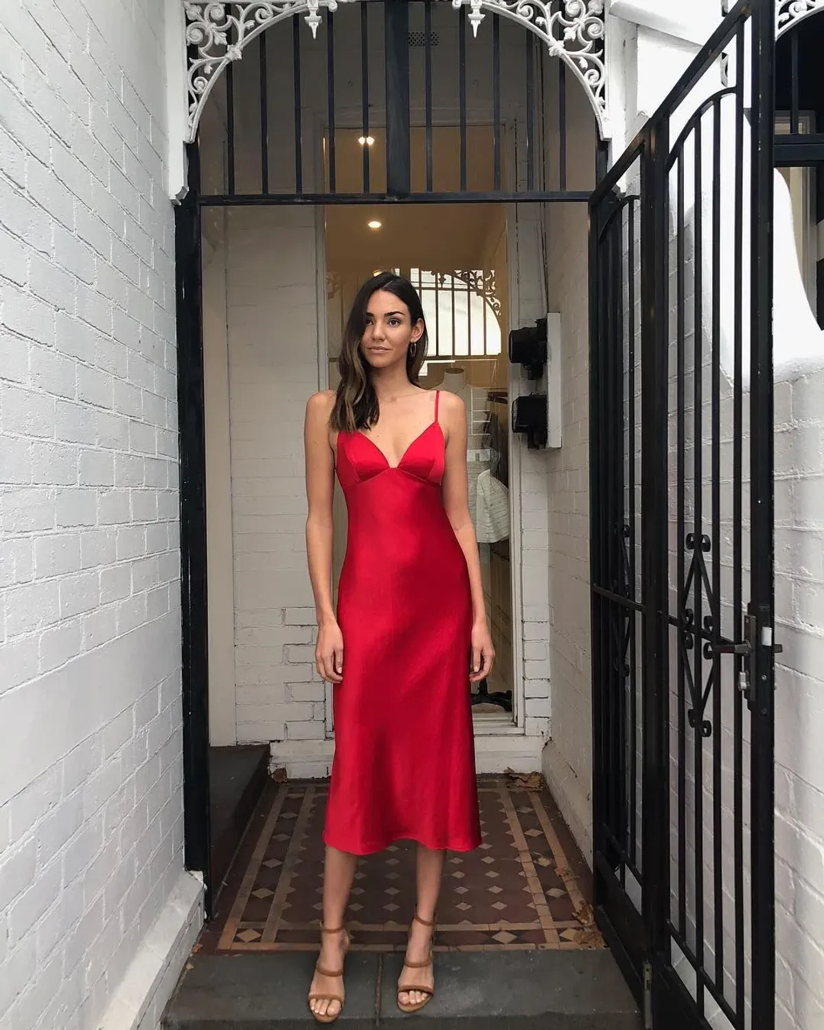 Shona Joy Adonis Bias Slip Ruby Dress Size 8 - Image 1