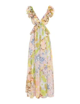 Zimmermann Pop Ruffle Sleeve Midi Dress in Patch Floral Size 0P / AU 6 for rent on The Volte - image 3