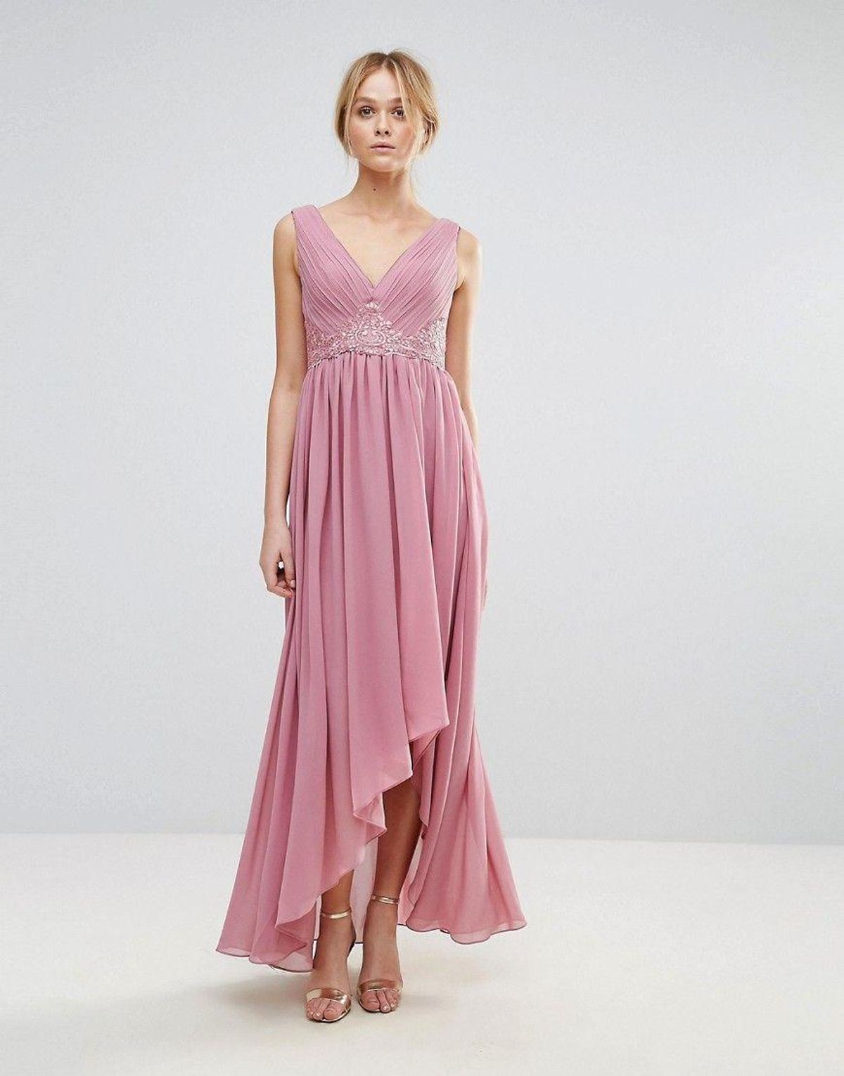Y.A.S Maxi Dress With Embroidered Bodice And Hi Lo Hem Size 10 - Image 1