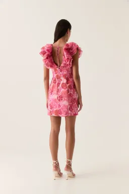 Aje Charmed Plunge Mini Dress Misty Rose Size 8 for rent on The Volte - image 2