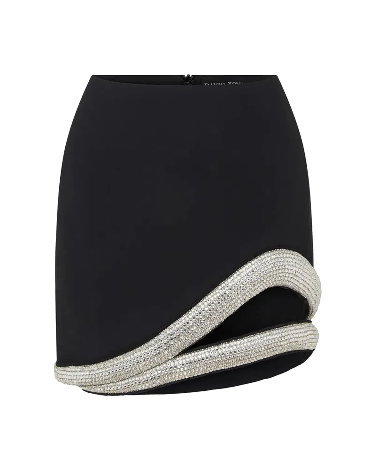 David Koma 3D Crystal Hem Mini Skirt Black Size 8 - Image 2