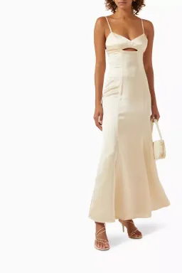 Anna Quan Catalina Cut Out Dress Buff Beige 14 for rent on The Volte - image 1